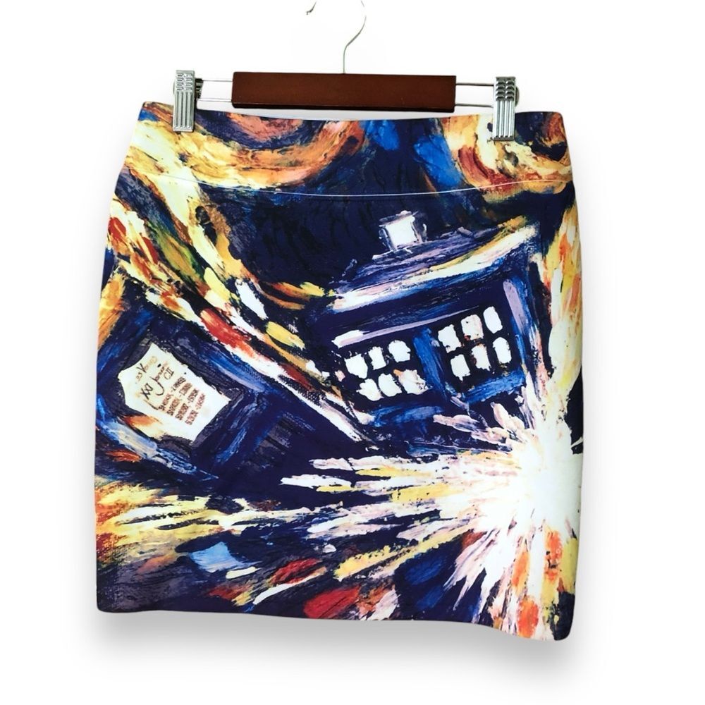 Her Universe Doctor Who Van Gogh Exploding Tardis Bodycon Mini Skirt Size Small
